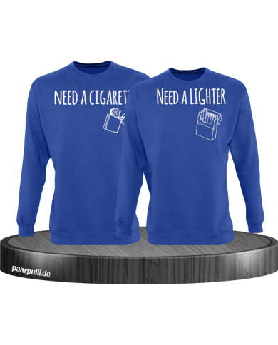 Need a Cigarette/Lighter 2er Set Sweatshirt blue Need a Cigarette/Lighter 2er Set Sweatshirt blue