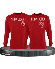 Need a Cigarette/Lighter 2er Set Sweatshirt Rot