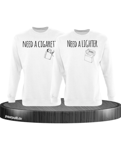Need a Cigarette/Lighter 2er Set Sweatshirt Weiß Need a Cigarette/Lighter 2er Set Sweatshirt Weiß