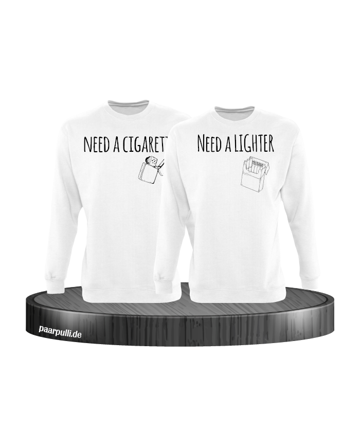 Need a Cigarette/Lighter 2er Set Sweatshirt Weiß