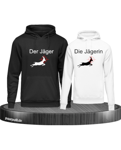 Jäger/Jägerin Kapuzenpullover 2er Set im Partnerlook Design Jäger/Jägerin Kapuzenpullover 2er Set im Partnerlook Design