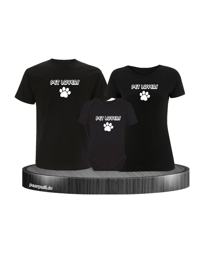 Pet Lovers 3er Familienset T-Shirts mit Babybody