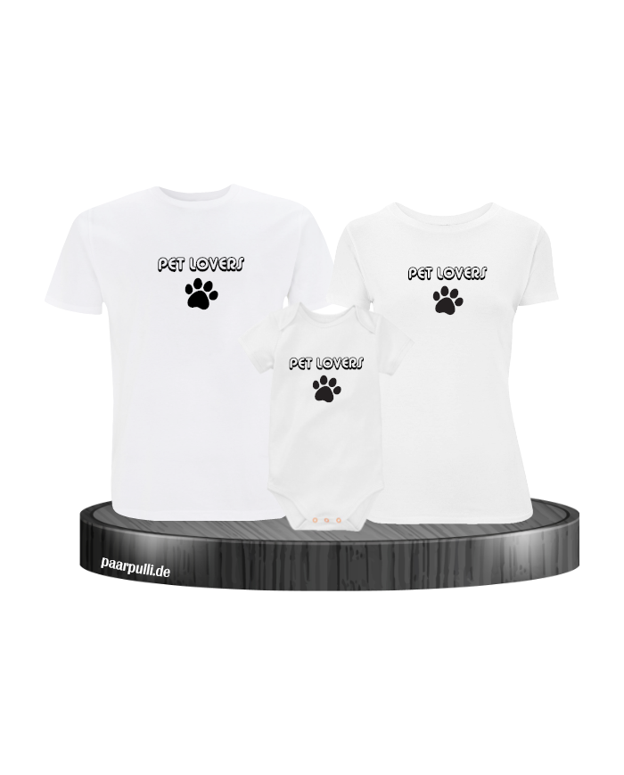 Pet Lovers 3er Familienset T-Shirts mit Babybody