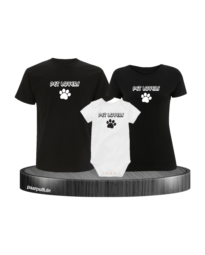 Pet Lovers 3er Familienset T-Shirts mit Babybody