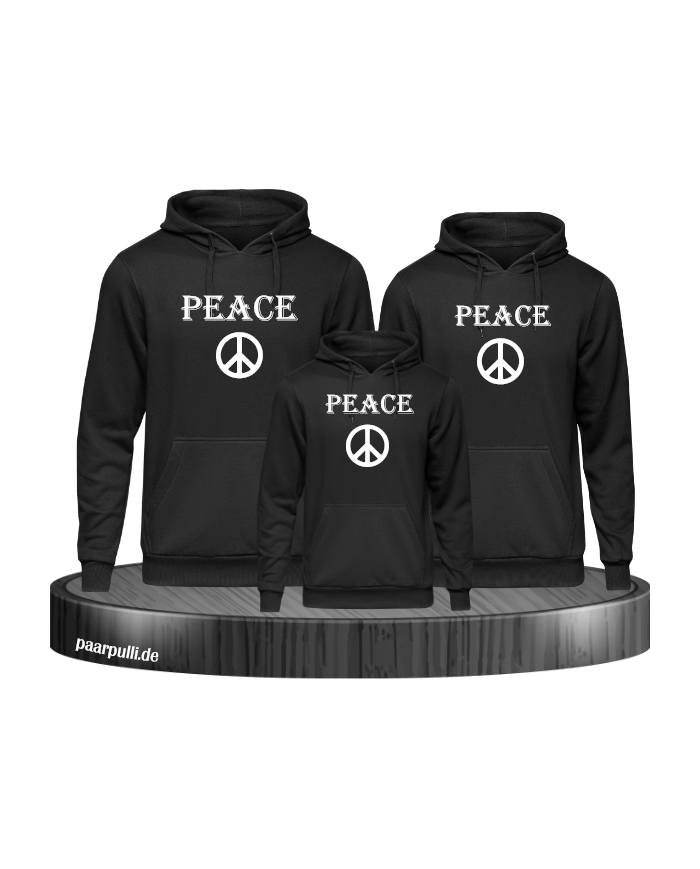 Peace Family Look Hoodie Schwarz