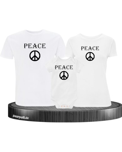 Peace 3er Familienset T-Shirts mit Babybody Peace 3er Familienset T-Shirts mit Babybody