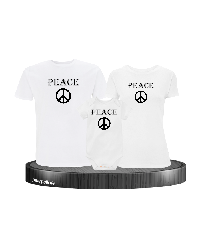 Peace 3er Familienset T-Shirts mit Babybody
