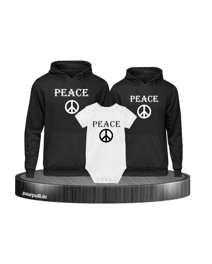 Peace Hoodies mit Baby Body Schwarz-Weiß