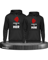 Connected to Her Connected to Him Partnerlook Pullis schwarz