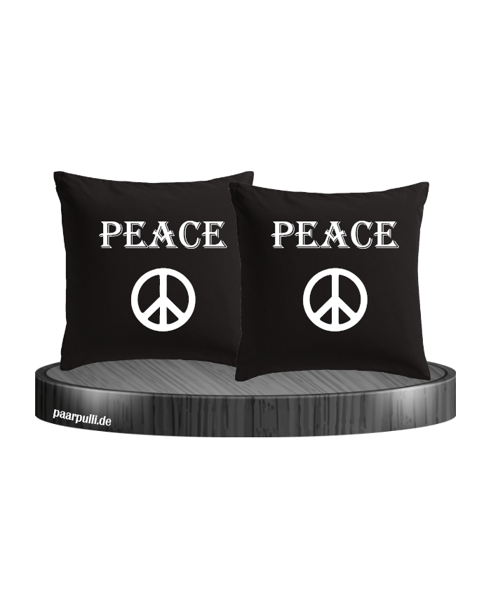 Peace Kissenbezug Schwarz