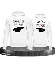 Shes Mine Hes Mine Partnerlook Hoodies in weiß