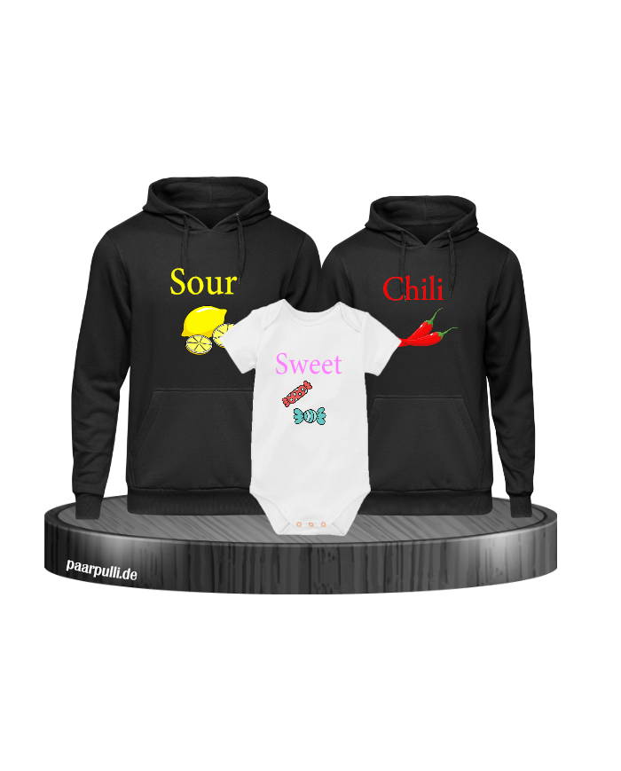 Sour Chili Sweet 3er Set schwarz-weiß