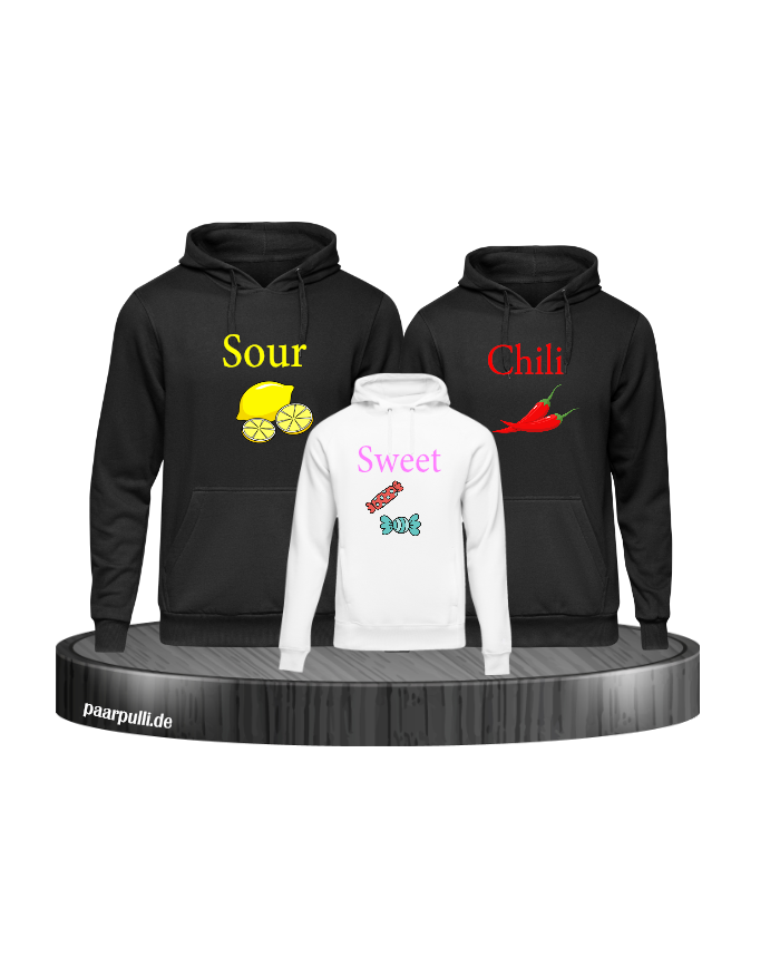 Sour Chili Sweet 3er Set Familienlook Schwarz-Weiß