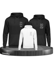 Papa Mama Mini 3er Set Familienlook Hoodie Set in Schwarz-Weiß