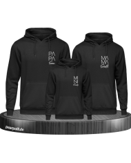 Papa Mama Mini 3er Set Familienlook Hoodie Set in Schwarz