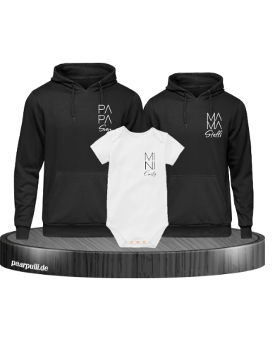 Papa Mama Mini 3er Set mit Body in Schwarz-Weiß Papa Mama Mini 3er Set mit Body in Schwarz-Weiß