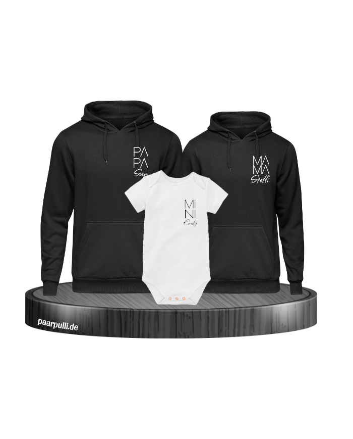 Papa Mama Mini 3er Set mit Body in Schwarz-Weiß
