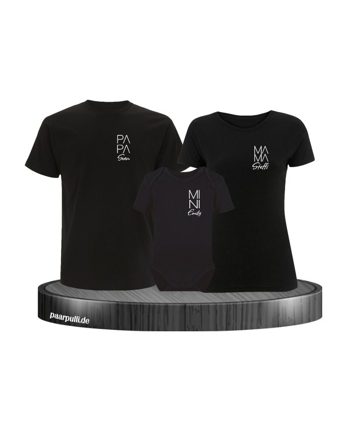 Papa Mama Mini 3er Set in Schwarz
