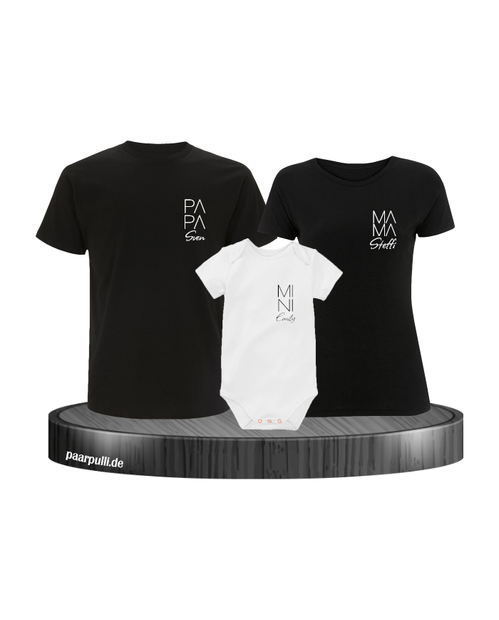Papa Mama Mini 3er Set in Schwarz-Weiß