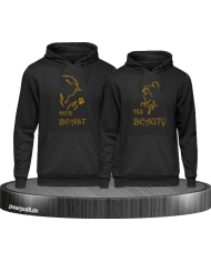 Her beast His beauty hoodie set schwarz gold