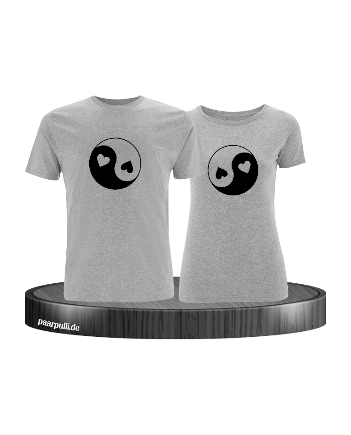 Yin und Yang mit Herz Set grau