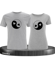 Yin und Yang mit Herz Set grau
