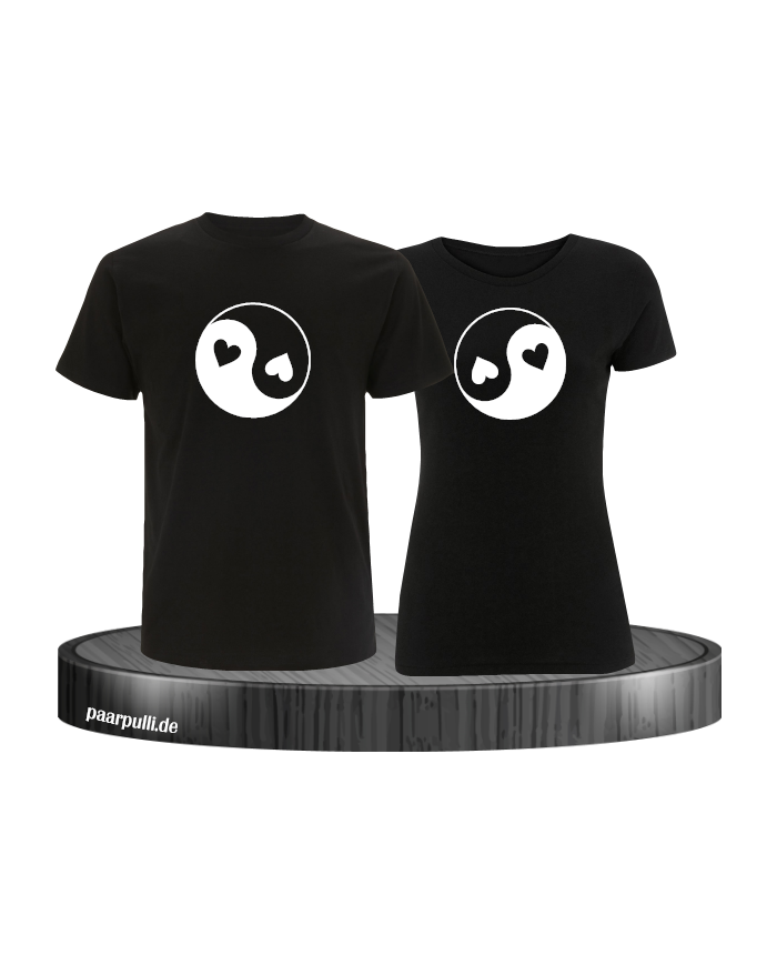 Yin und Yang mit Herz Set schwarz