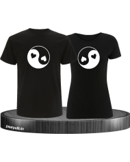 Yin und Yang mit Herz Set schwarz
