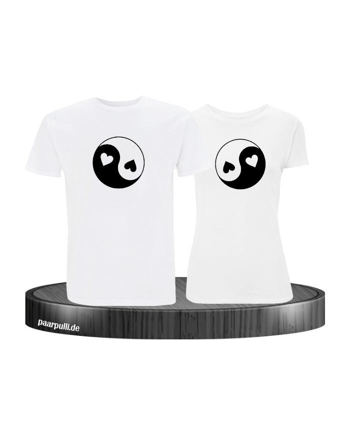 Yin und Yang mit Herz Set weiß