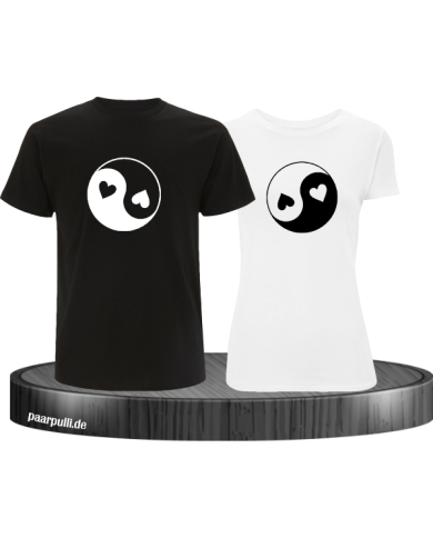 Yin und Yang mit Herz Set schwarz-weiß Yin und Yang mit Herz Set schwarz-weiß