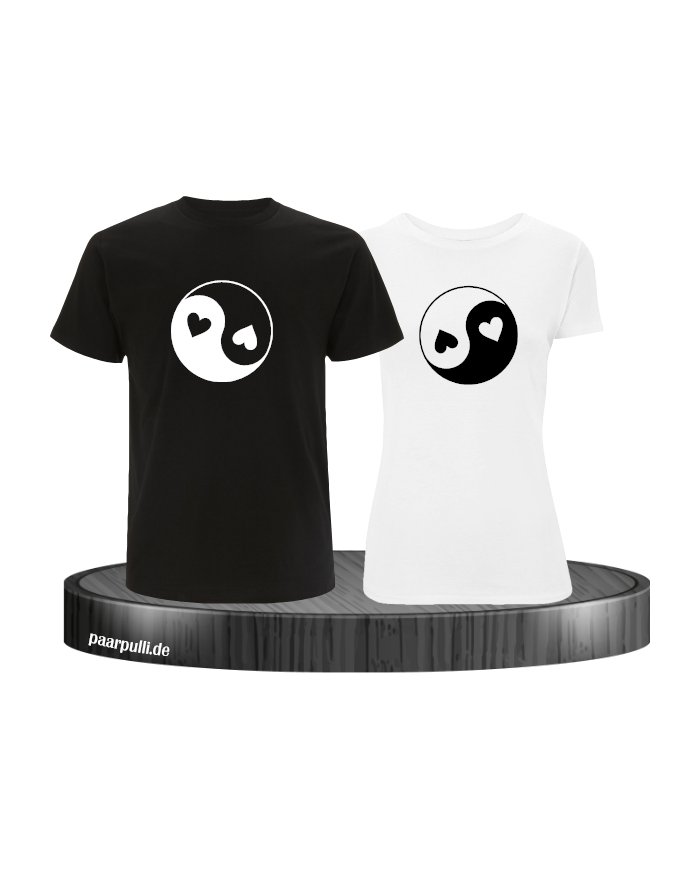 Yin und Yang mit Herz Set schwarz-weiß