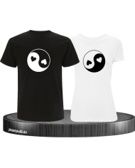 Yin und Yang mit Herz Set schwarz-weiß