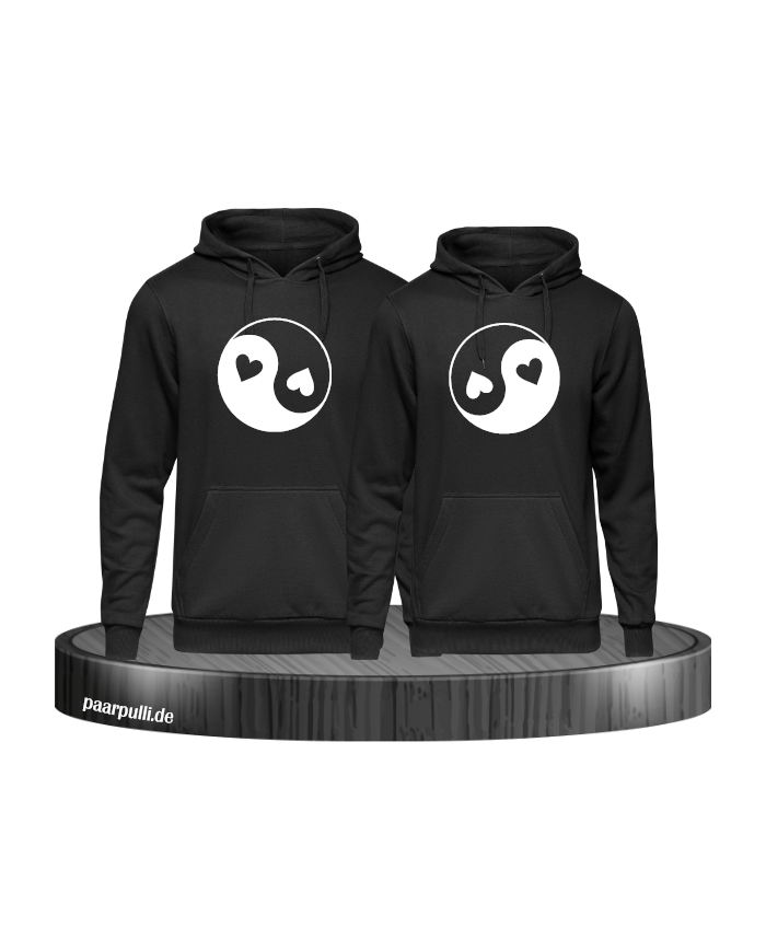 Yin und Yang mit Herz Set schwarz