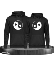 Yin und Yang mit Herz Set schwarz