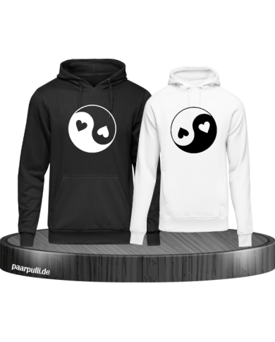 Yin und Yang mit Herz Set schwarz-weiß Yin und Yang mit Herz Set schwarz-weiß