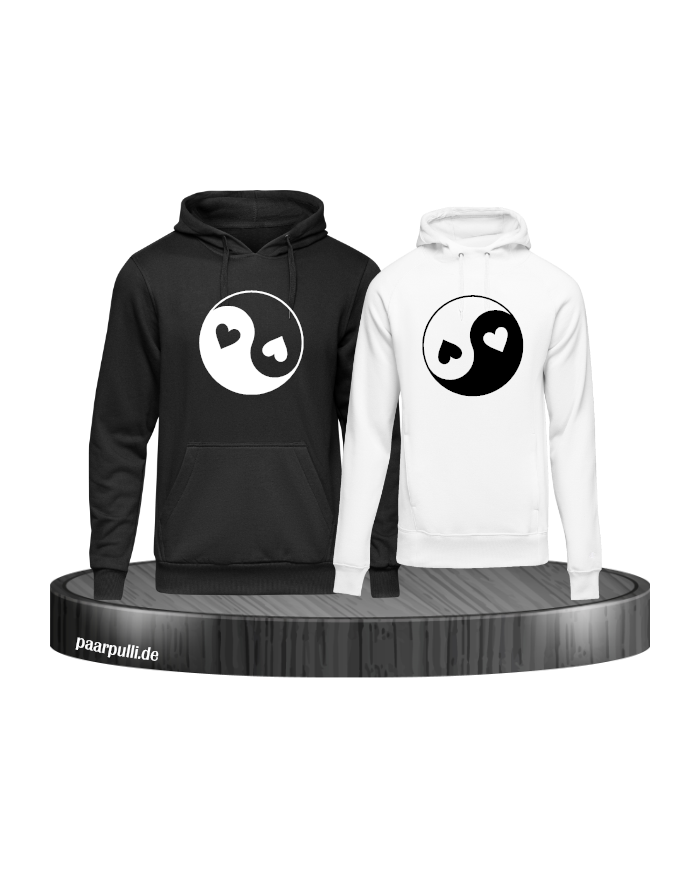 Yin und Yang mit Herz Set schwarz-weiß