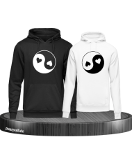 Yin und Yang mit Herz Set schwarz-weiß