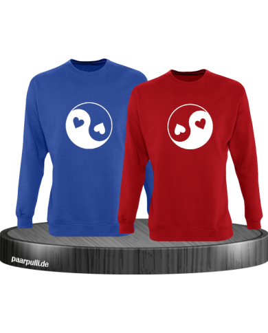 Yin und Yang mit Herz Set blau-rot Yin und Yang mit Herz Set blau-rot