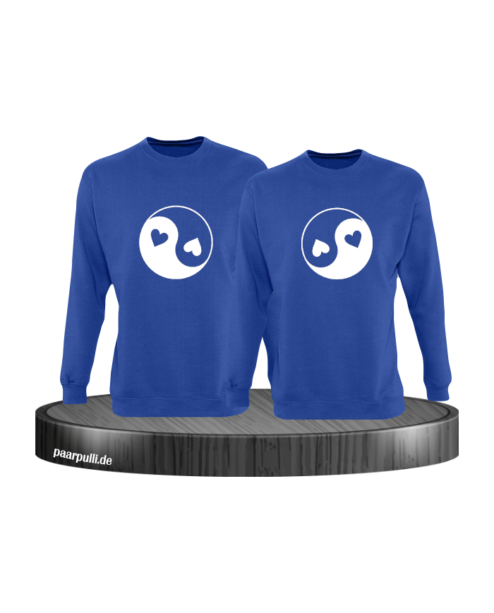 Yin und Yang mit Herz Set blau