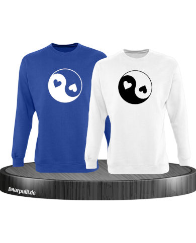 Yin und Yang mit Herz Set blau-weiß Yin und Yang mit Herz Set blau-weiß