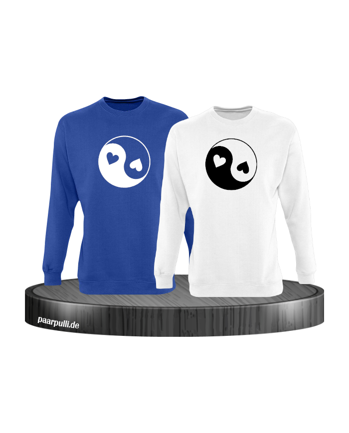 Yin und Yang mit Herz Set blau-weiß