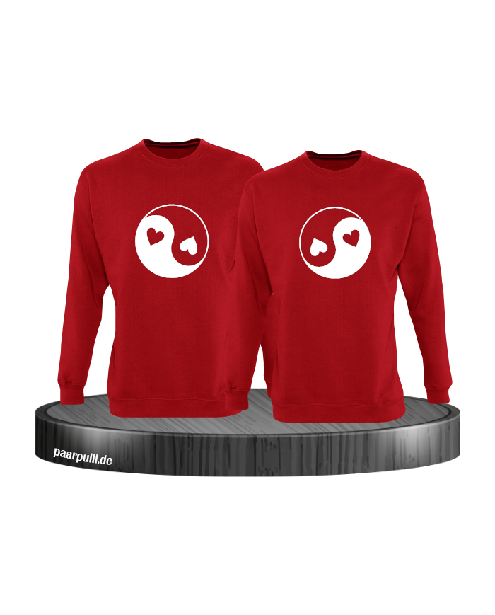 Yin und Yang mit Herz Set rot