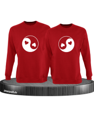 Yin und Yang mit Herz Set rot