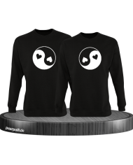 Yin und Yang mit Herz Set schwarz