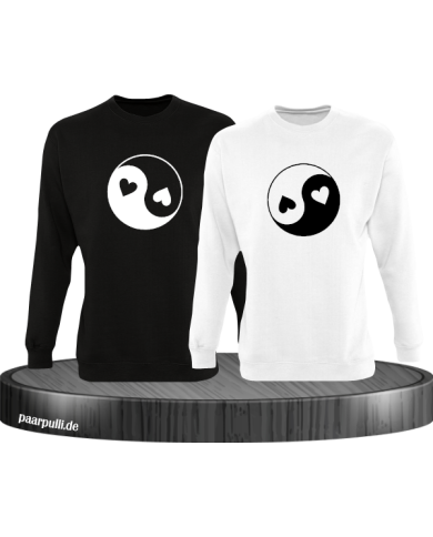 Yin und Yang mit Herz Set schwarz-weiß Yin und Yang mit Herz Set schwarz-weiß