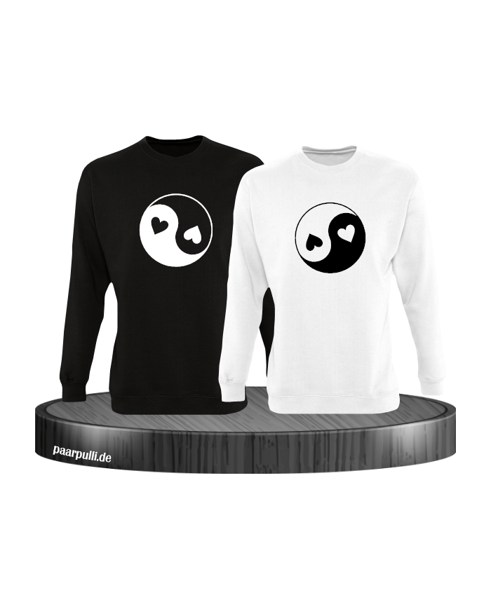 Yin und Yang mit Herz Set schwarz-weiß