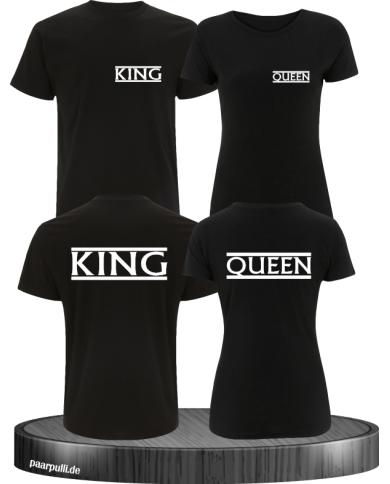 Schwarzes T-Shirt mit Weißer Schrift King und Queen