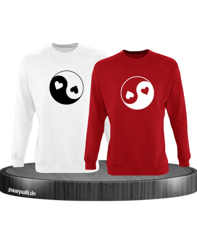 Yin und Yang mit Herz Set weiß-rot Yin und Yang mit Herz Set weiß-rot