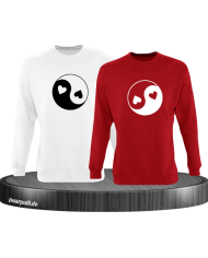Yin und Yang mit Herz Set weiß-rot