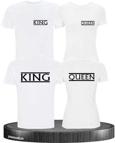 T-Shirt mit schwarzer Schrift King und Queen weiß schwarz